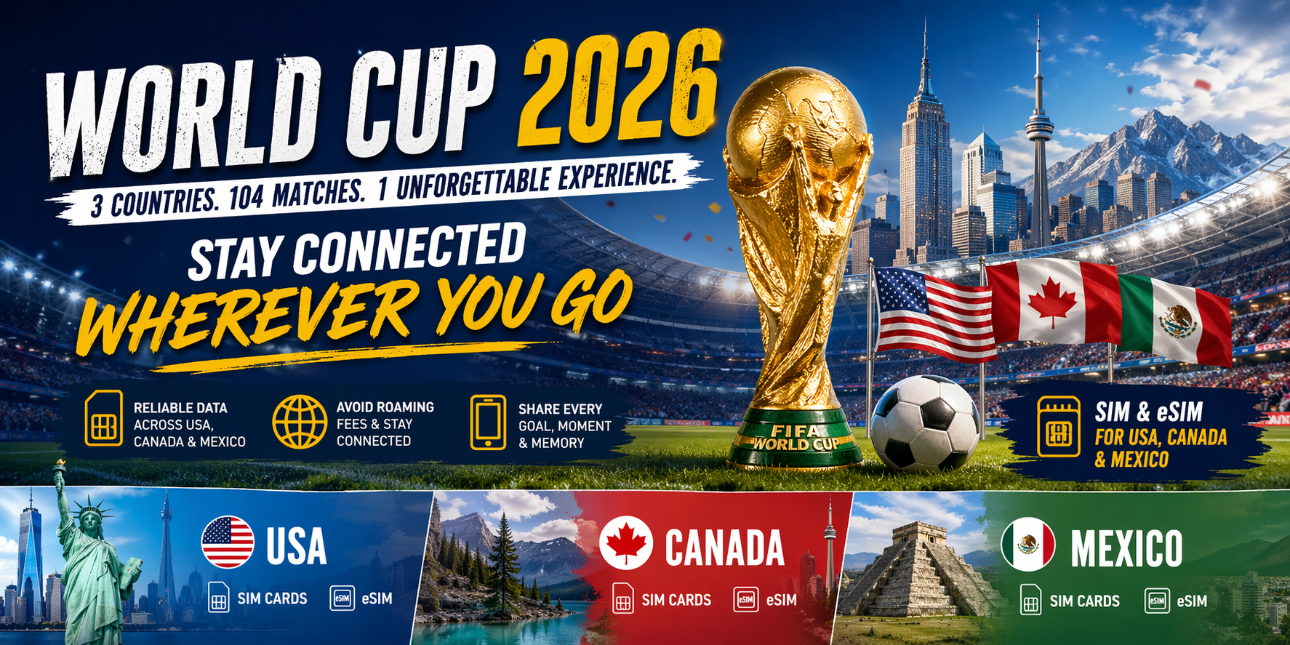 World Cup 2026 stadium banner USA Canada Mexico flags